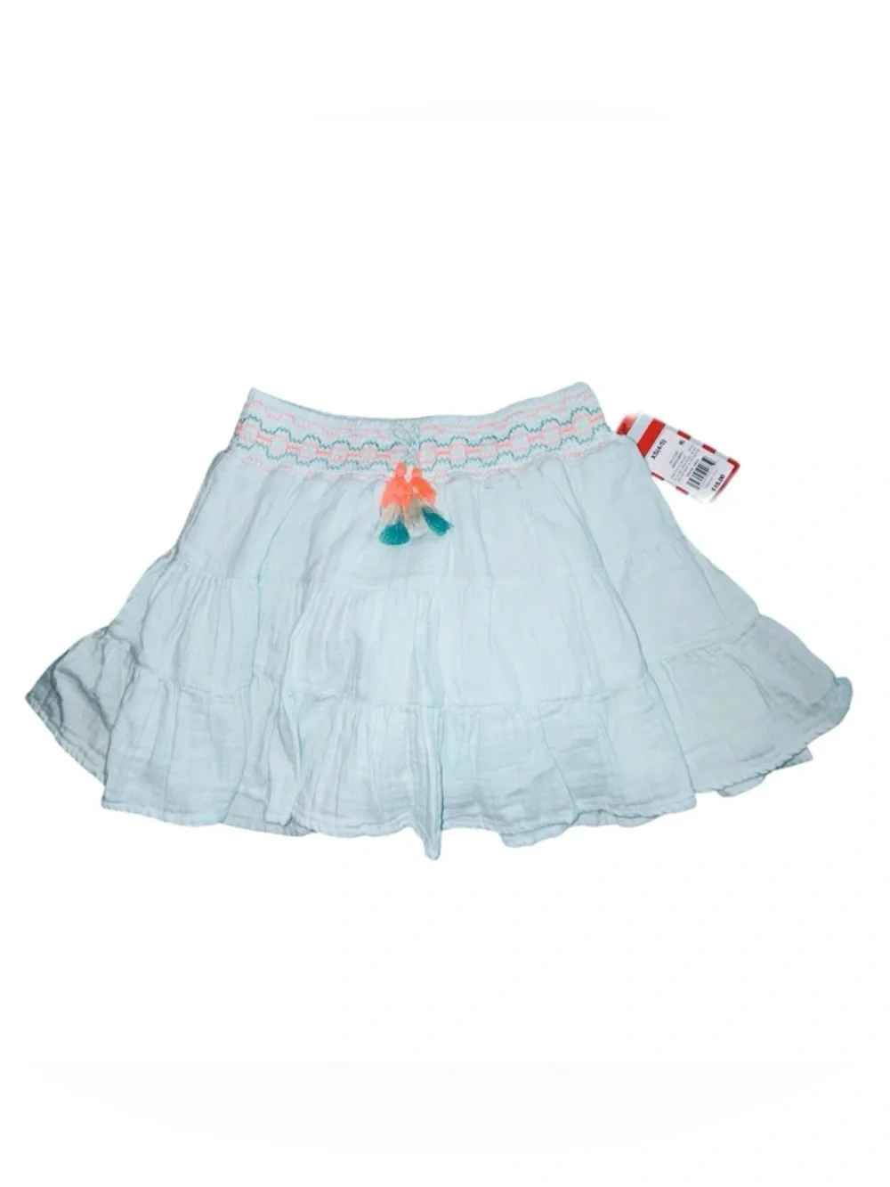 Cat & Jack Light Blue Tiered Skirt with Colorful Tassels